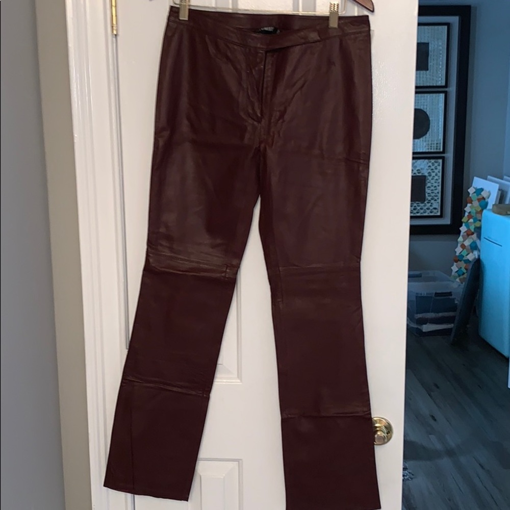 NWT burgundy leather pants